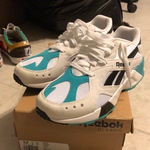 Reebok Aztrek white/solid teal/black shoes